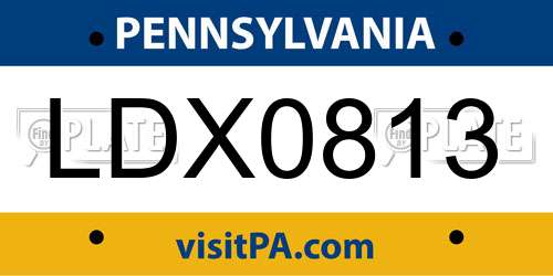 LDX0813 Pennsylvania License Plate