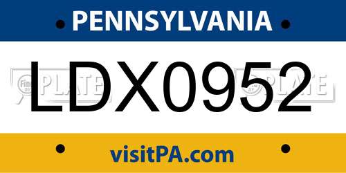 LDX0952 Pennsylvania License Plate