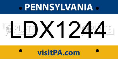 LDX1244 Pennsylvania License Plate