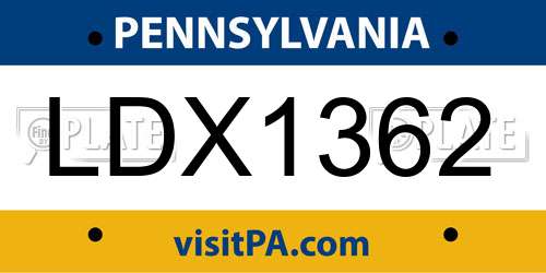 LDX1362 Pennsylvania License Plate
