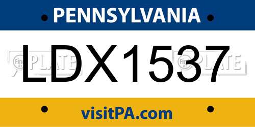 LDX1537 Pennsylvania License Plate