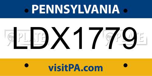 LDX1779 Pennsylvania License Plate
