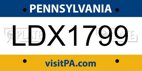 LDX1799 Pennsylvania License Plate