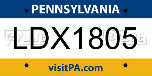 LDX1805 Pennsylvania License Plate