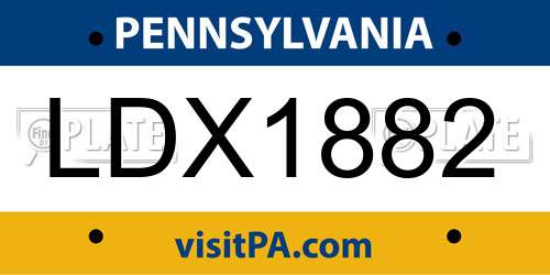 LDX1882 Pennsylvania License Plate