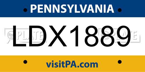 LDX1889 Pennsylvania License Plate
