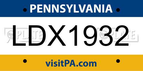 LDX1932 Pennsylvania License Plate