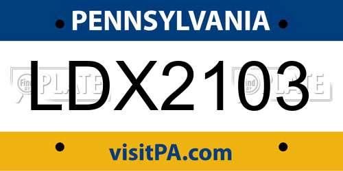 LDX2103 Pennsylvania License Plate