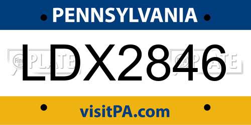 LDX2846 Pennsylvania License Plate