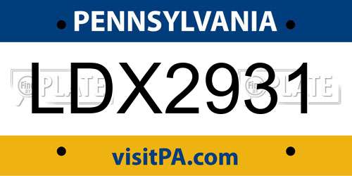 LDX2931 Pennsylvania License Plate