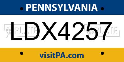 LDX4257 Pennsylvania License Plate