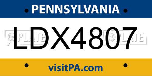 LDX4807 Pennsylvania License Plate