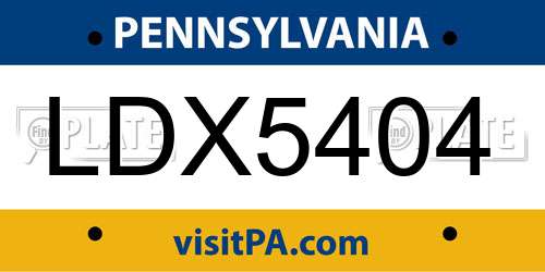 LDX5404 Pennsylvania License Plate