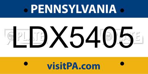 LDX5405 Pennsylvania License Plate