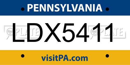 LDX5411 Pennsylvania License Plate