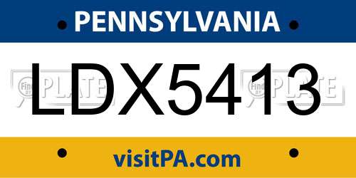 LDX5413 Pennsylvania License Plate