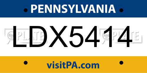 LDX5414 Pennsylvania License Plate