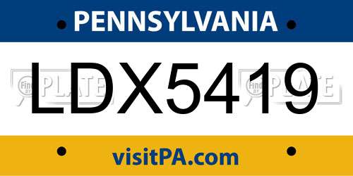 LDX5419 Pennsylvania License Plate