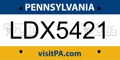LDX5421 Pennsylvania License Plate