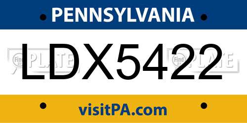LDX5422 Pennsylvania License Plate
