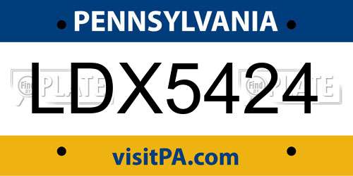 LDX5424 Pennsylvania License Plate