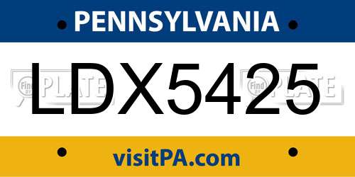 LDX5425 Pennsylvania License Plate