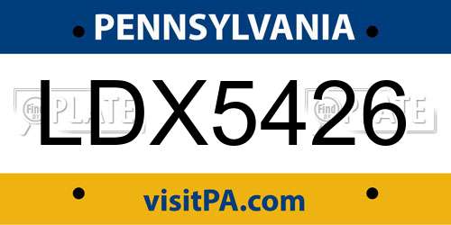 LDX5426 Pennsylvania License Plate