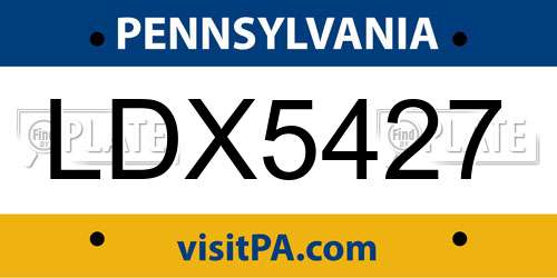 LDX5427 Pennsylvania License Plate