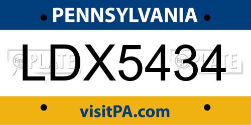 LDX5434 Pennsylvania License Plate