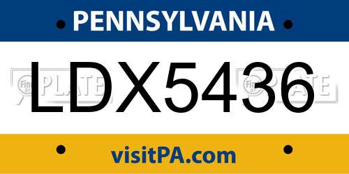 LDX5436 Pennsylvania License Plate