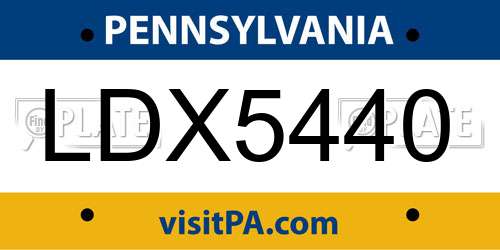 LDX5440 Pennsylvania License Plate