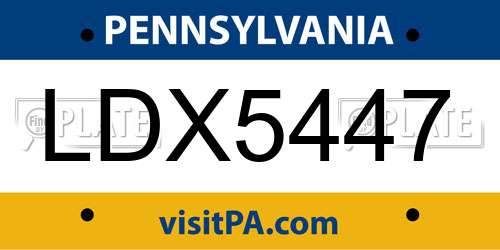 LDX5447 Pennsylvania License Plate