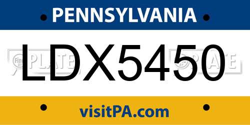 LDX5450 Pennsylvania License Plate