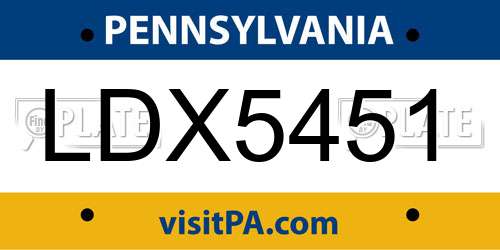 LDX5451 Pennsylvania License Plate