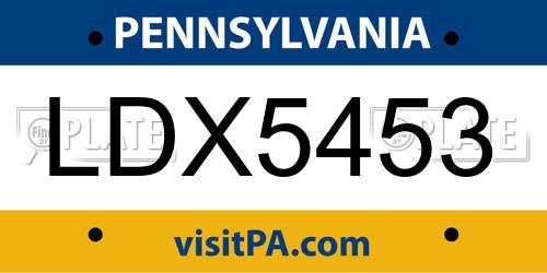 LDX5453 Pennsylvania License Plate