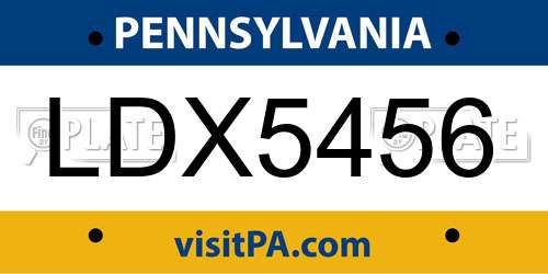 LDX5456 Pennsylvania License Plate