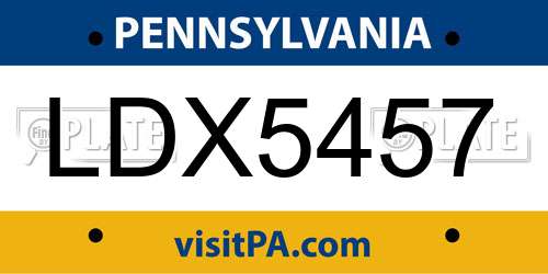 LDX5457 Pennsylvania License Plate