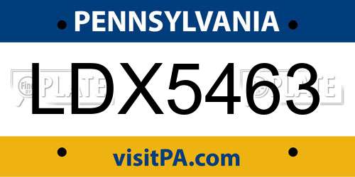 LDX5463 Pennsylvania License Plate