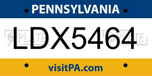 LDX5464 Pennsylvania License Plate