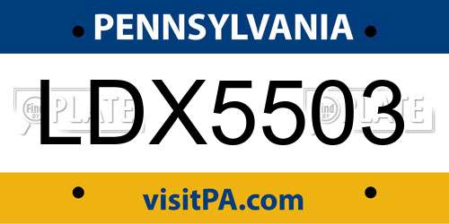 LDX5503 Pennsylvania License Plate