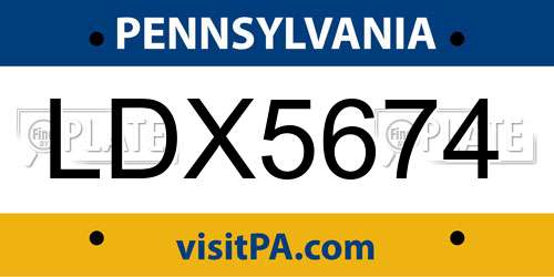 LDX5674 Pennsylvania License Plate