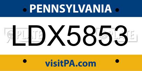 LDX5853 Pennsylvania License Plate