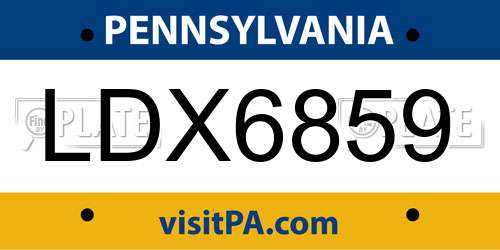 LDX6859 Pennsylvania License Plate