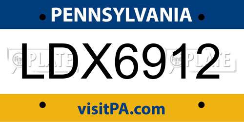 LDX6912 Pennsylvania License Plate