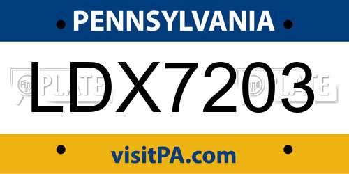 LDX7203 Pennsylvania License Plate