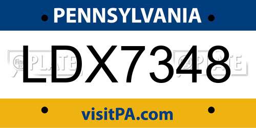 LDX7348 Pennsylvania License Plate
