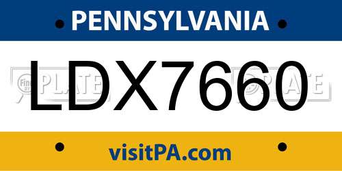 LDX7660 Pennsylvania License Plate