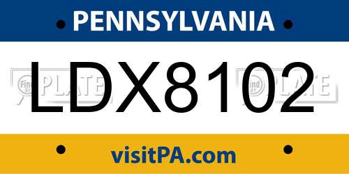 LDX8102 Pennsylvania License Plate