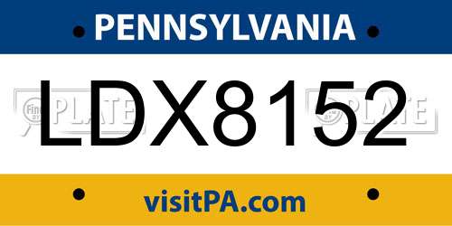 LDX8152 Pennsylvania License Plate