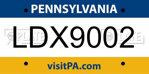 LDX9002 Pennsylvania License Plate
